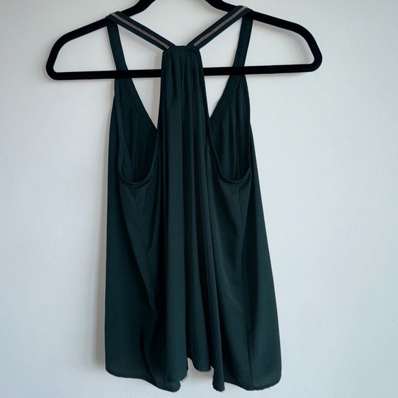 H&M Conscious Racerback Green Tank Blouse Gold Trim Small - Picture 2 of 7